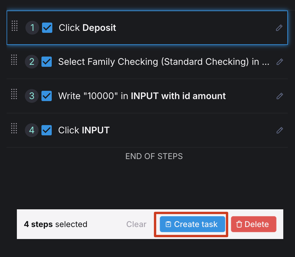 Click to view full size image Create a task